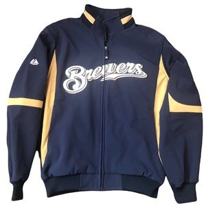 Majestic Authentic Milwaukee Brewers Performance Apparel Full Zip Jacket Large